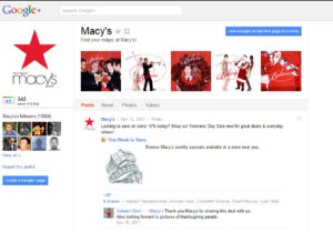 Macy's Google+ Page